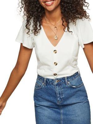 Miss Selfridge V-neck Button-front Top