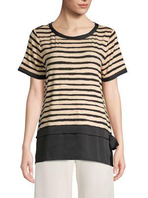 Donna Karan Striped Short-sleeve Top