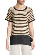 Donna Karan Striped Short-sleeve Top