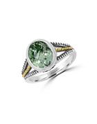 Effy 925 Sterling Silver, 18k Yellow Gold And Green Amethyst Ring