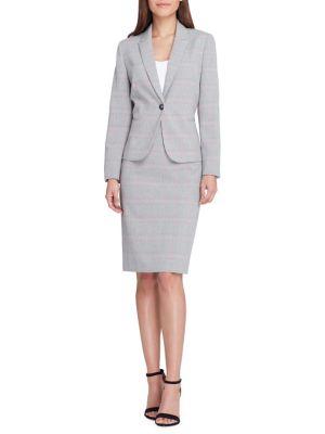 Tahari Arthur S. Levine Glen Plaid Jacket And Skirt Suit