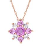 Sonatina Pink, White Sapphire & 14k Rose Gold Cluster Floral Necklace