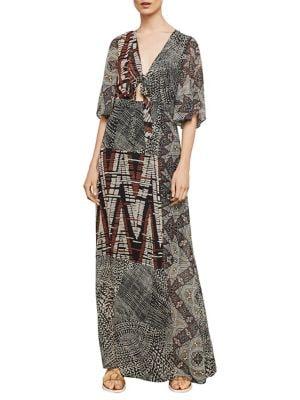Bcbgmaxazria Patchwork Maxi Wrap Dress