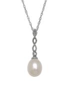 Lord & Taylor 8-10mm White Freshwater Pearl, Diamond And 14k White Gold Cascade Pendant Necklace