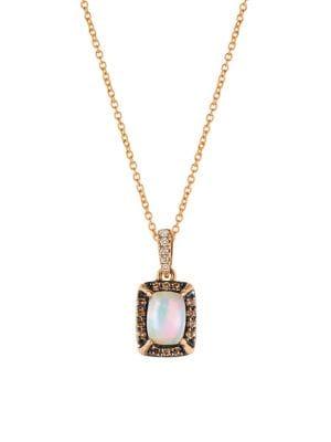 Le Vian 14k Strawberry Gold, Neopolitan Opal, Vanilla & Chocolate Diamonds Pendant Necklace
