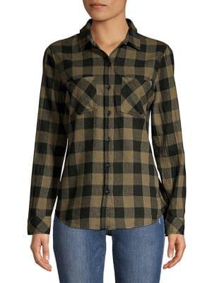 Beach Lunch Lounge Plaid Button Front Shirt