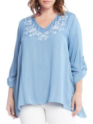 Karen Kane Plus Roll-tab Handkerchief Top