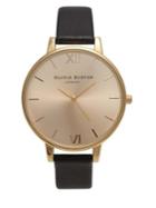 Olivia Burton Big Dial Stainless Steel & Leather-strap Watch