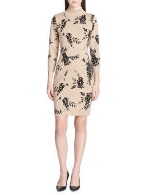 Calvin Klein Floral Sheath Sweater Dress