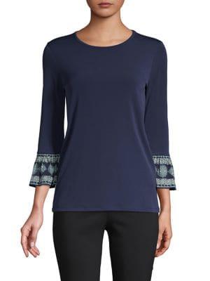 Michael Michael Kors Petite Contrast Bell-sleeve Top