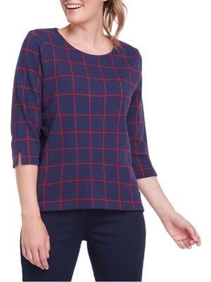 Olsen Windowpane Vent-sleeve Top