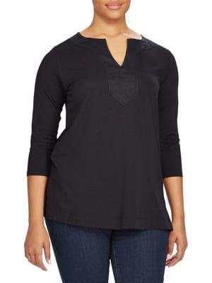 Lauren Ralph Lauren Plus Plus Size Cotton Tunic
