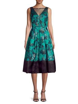 Decode 1.8 Printed Brocade Fit-&-flare Dress