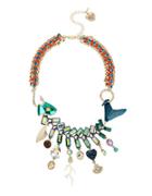 Betsey Johnson Glitter Reef Mixed Charm Fish Necklace
