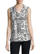 Karl Lagerfeld Paris Printed V-neck Ruffle Top