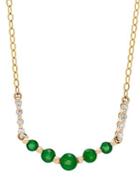 Lord & Taylor 14k Yellow Gold, Emerald & Diamond Chain Necklace