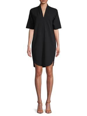 H Halston V-neck Crepe Cocoon-hem Dress