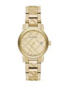 Burberry Goldtone Ip Stainless Steel Check Etched Bracelet Watch/34mm