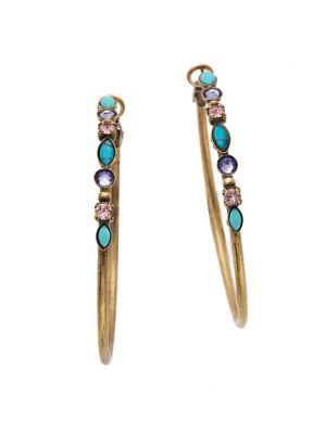 Sorrelli Jewel Tone Mixed-media Turquoise And Swarovski Crystal Hoop Earrings
