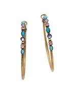 Sorrelli Jewel Tone Mixed-media Turquoise And Swarovski Crystal Hoop Earrings