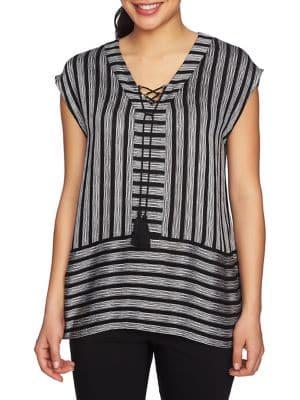 Chaus Short Sleeve Striped Blouse