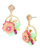 Betsey Johnson Tropical Punch Flower Cluster Round Drop Earrings