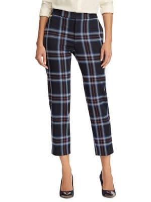 Lauren Ralph Lauren Petite Stretch Plaid Ponte Straight Pant