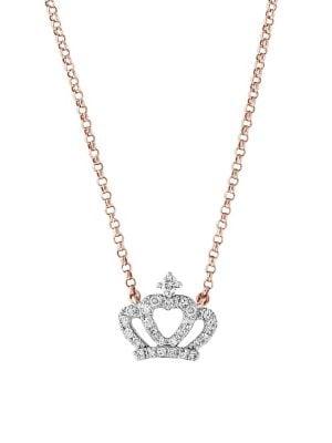 Effy 14k Rose Gold And Pave Rose Diamond Pendant Necklace