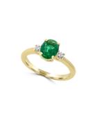 Effy Brasilica Diamond, Natural Emerald And 14k Yellow Gold Ring