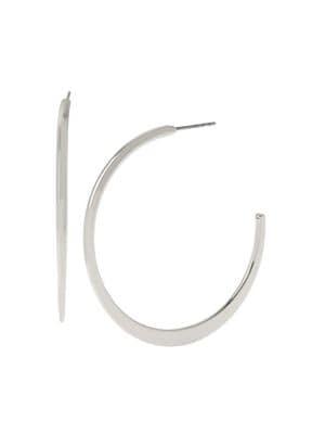 Bcbgeneration Silvertone Sculptural Edge C-hoop Earrings
