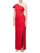 Alex Evenings Beaded One-shoulder Evening Gown