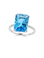Effy Ocean Bleu Diamond, Blue Topaz And 14k White Gold Ring