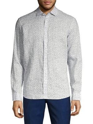 Black Brown Floral Linen Shirt