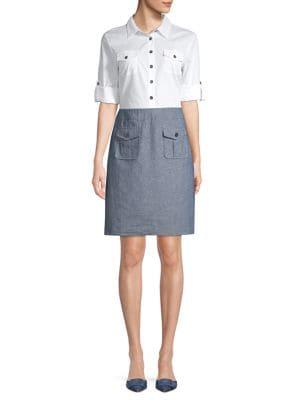 Karl Lagerfeld Paris Cotton-linen Shirt Dress