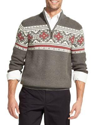 Izod Classic Fit 5gg Fair Isle Fancies Quarter-zip Sweater