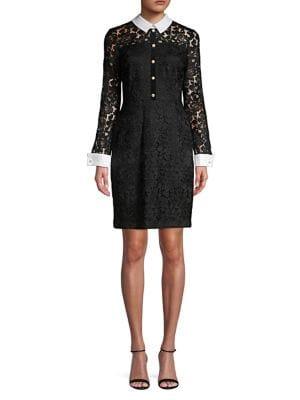 Karl Lagerfeld Paris Collared Lace Dress