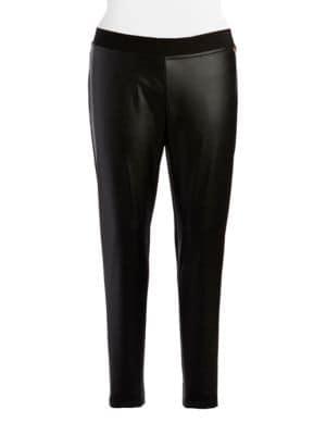 Calvin Klein Plus Plus Faux Leather Ponte Pants