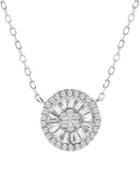 Lord & Taylor Sterling Silver & Crystal Disc Pendant Necklace