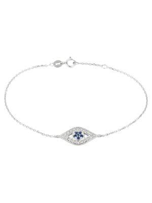 Morris & David 14k White Gold & Diamond Evil Eye Bracelet