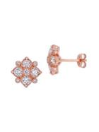 Sonatina 14k Rose Gold And 1 Tcw Diamond Floral Stud Earrings