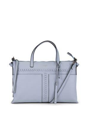 T Tahari Skyler Leather Whipstitch Satchel