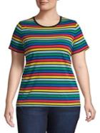 Lord & Taylor Plus Rainbow Cotton T-shirt