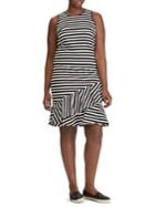Lauren Ralph Lauren Plus Sleeveless Striped Asymmetric Dress