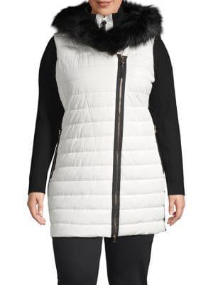Calvin Klein Performance Plus Quilted Faux Fur-trimmed Jacket