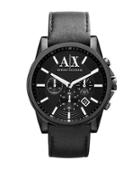 Armani Exchange Mens Outerbanks Chronograph Watch With Leather Strap
