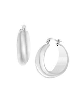 Lord & Taylor Sterling Silver Shell Hoop Earrings