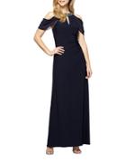 Alex Evenings Beaded Cold-shoulder Gown