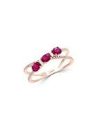 Effy Amore 14k Rose Gold, Natural Ruby & Diamond Crisscross Ring