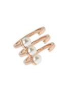 Bcbgeneration Rose Goldtone And Faux Pearl Triple Row Ring
