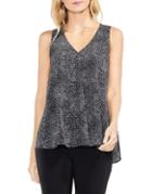 Vince Camuto Sleeveless Texture Dashes Drape-front Blouse